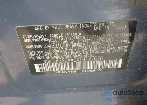 2014 Subaru Forester 2.5I из США, поврежденный, VIN JF2SJAACXEH427636